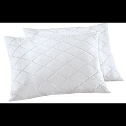 Collections Etc Quilted Pillow Covers with Zippered Closure - Set of 2 - King