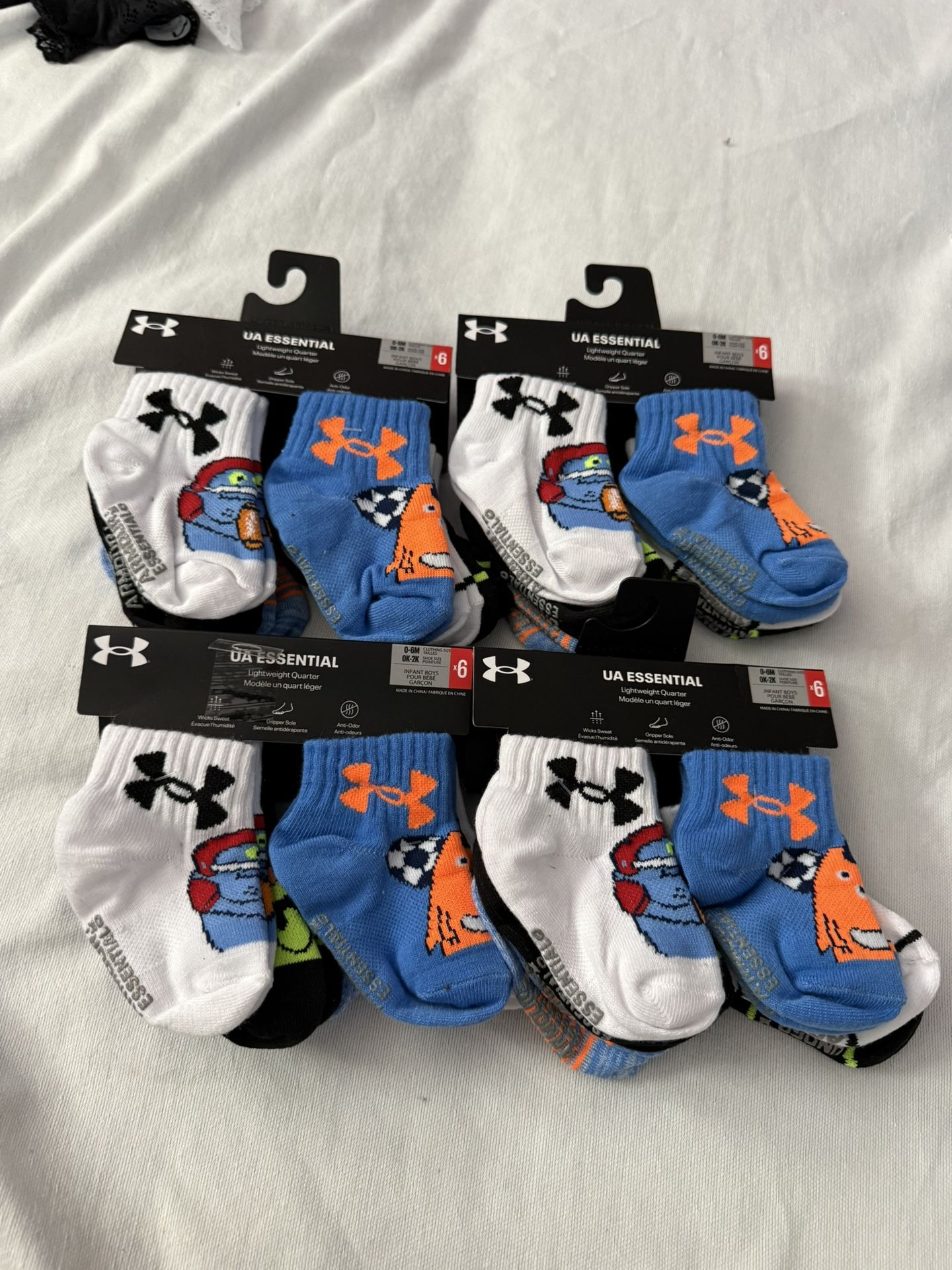 $5 BABY SOCKS UNDER ARMOUR 6 PACK SOCKS 0-6 MONTHS $5 EACH PACK 
