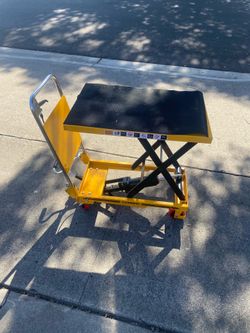 CAMMOO Foldable Hydraulic Lift Table Cart, 330lbs Capacity, 28.5" Lifting Height, Single Scissor Lift with Non-Slip Pad & Thickened Scissors Design fo