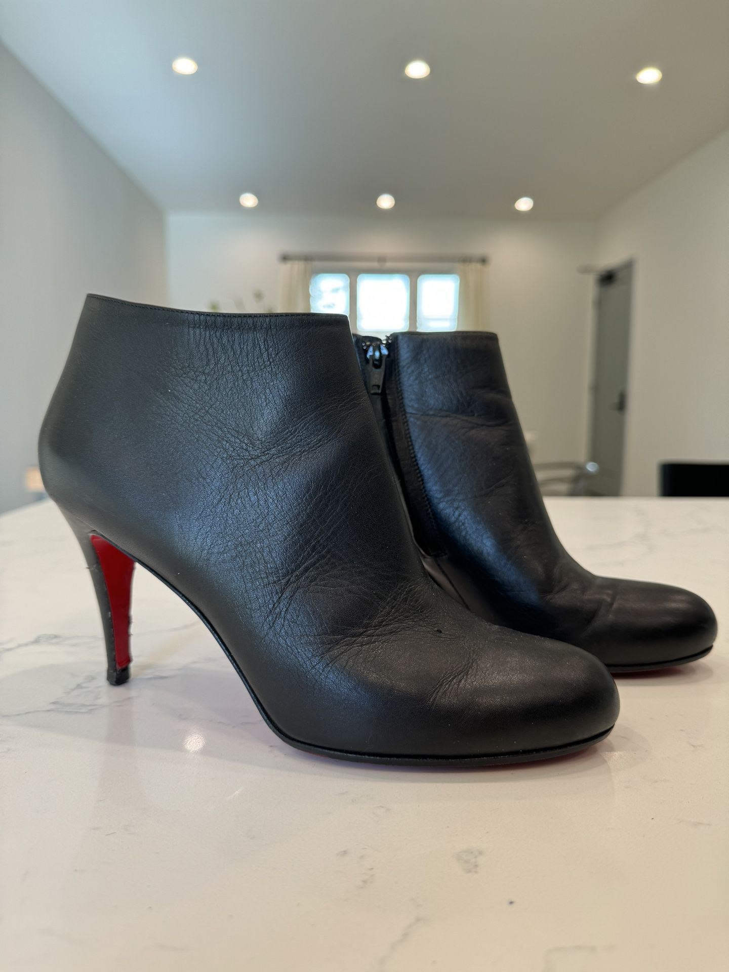 Christian Louboutin Belle Leather Red-Sole Ankle Boots. 