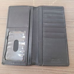 Men's Black soft Leather Checkbook Bifold Wallet