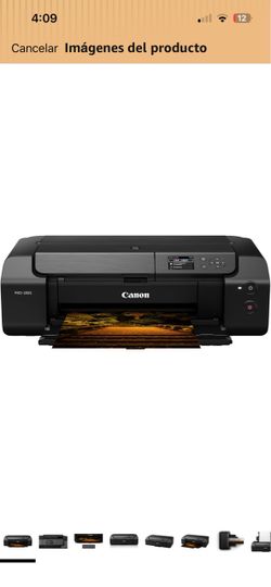 Canon PIXMA PRO-200S Impresora fotográfica inalámbrica de inyección de tinta profesional de 13 pulgadas, LCD a color de 3 pulgadas, tinta de tinte de 