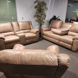 SOFA SET 3PC GLIDERS RECLINERS FREE DELIVERY 