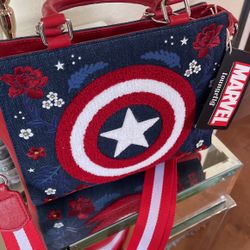 Disney New Loungefly Captain America Bag Purse 