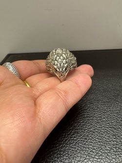 Silver eagle adjustable ring