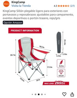 KingCamp Lightweight outdoor folding armchair with cup holders and adjustable armrests for camping