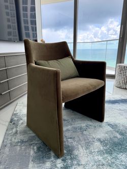 CB2 Foley Olive Green Velvet  Armchairs – Modern Design