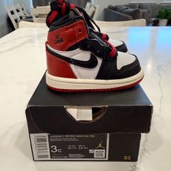 3C - Toddler Jordan Retro 1 Red Black Baby Shoes New