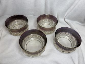4 Brown & Clear Cut Glass Dessert Cups