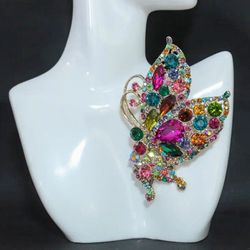 Butterfly Multicolor Rhinestones Brooch