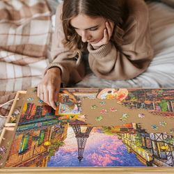 Lavievert Wooden Jigsaw Puzzle Board, Portable Puzzle Table for Adults, Puzzle Plateau with Smooth Surface, 4 Storage & Sorting Drawers for Up to 2.00