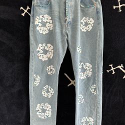 Denim Tears & Levi’s Painted Wreath Rhinestone Studded Denim