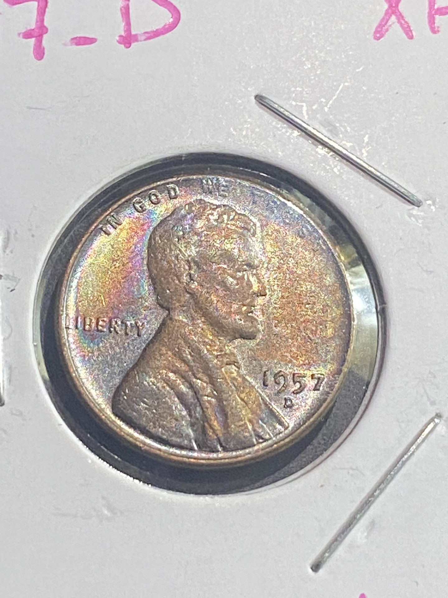 1957 – D with very nice toning extra fine