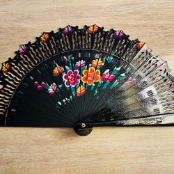 Beautiful Wooden Hand Painted Spanish Fan $25