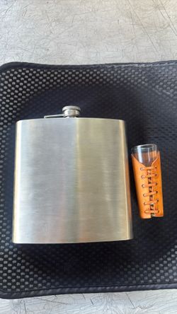 Stainless steel flask.