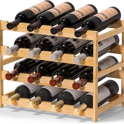 Wine Rack Sturdy Wine Countertop - Bamboo Wine Bottle Holder Wine Storage Racks Counter Wine Stand Inserts for Cabinet Free Standing Floor Table Wine 