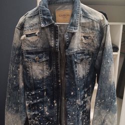 Carbon (Large) distressed denim jacket