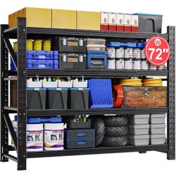 🥨Heavy Duty Storage Shelving Unit 43''W, 4 Tier Adjustable Garage Shelving Rack, 5000 lbs Capacity Steel Storage Rack, Shelves for Garage, Basement, 