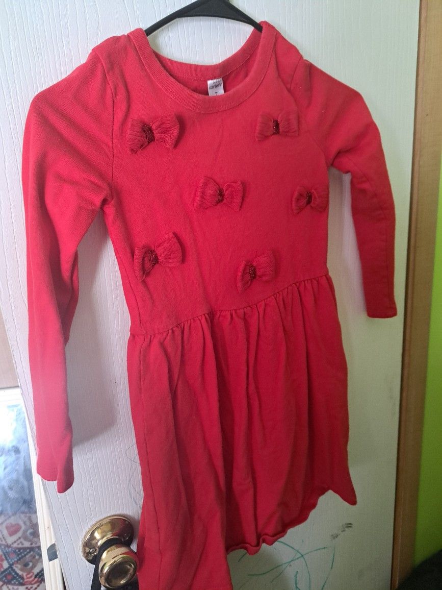 Vestido Rojo De Navidad Para Niñas Talla 7 Esta Bien Cuidado
