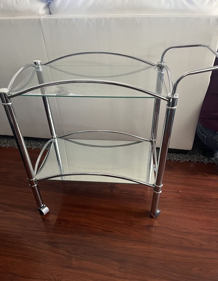 Serving Cart With Mirrored Shelves