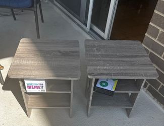 Square Side Table / Nightstand – French Oak, 3-Tier