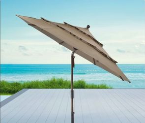 Proshade 11ft Wood-Look Collar Tilt Aluminum Umbrella