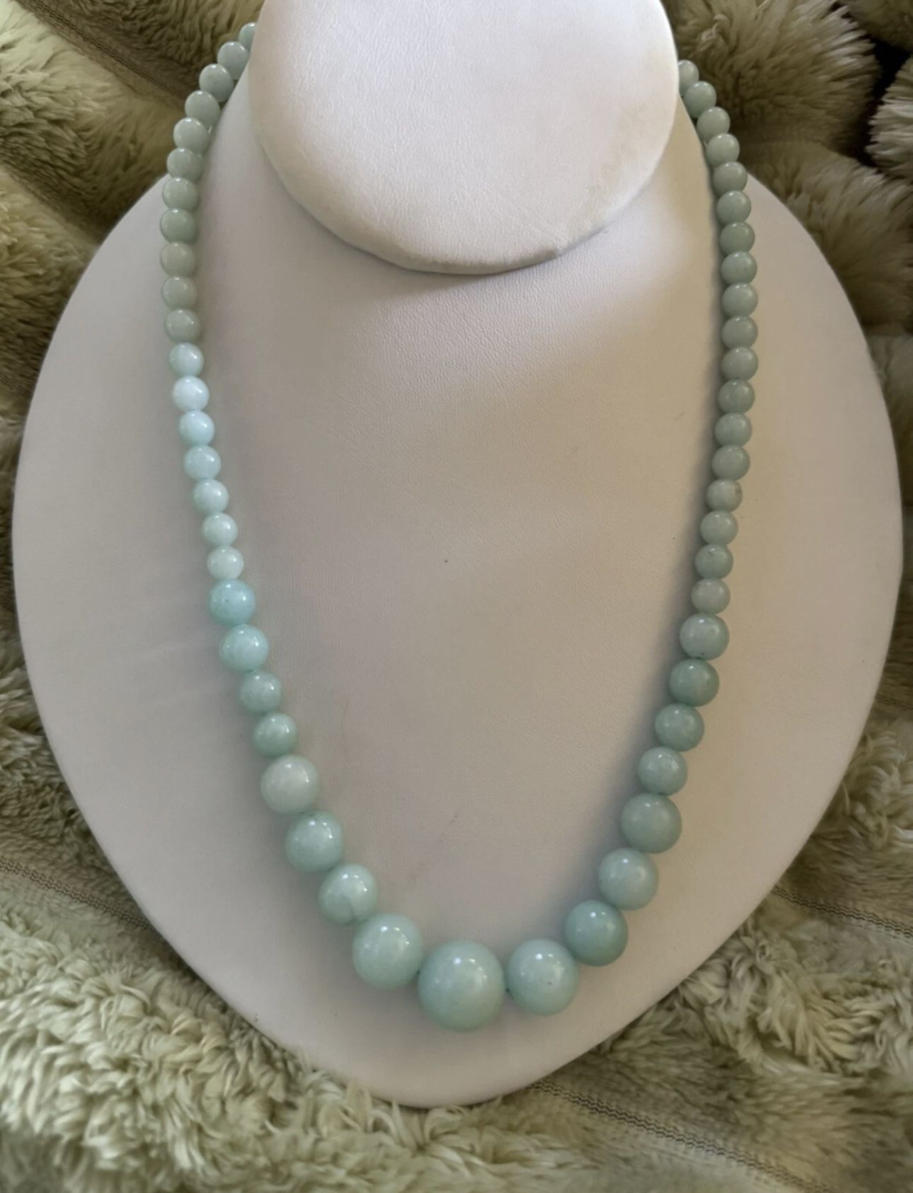 ESTATE JEWELRY- Stunning Natural Color Larimar Beaded Necklace - 20"