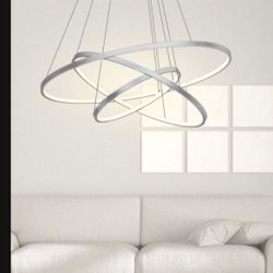 Modern LED Chandelier 3 Ring Chandelier Dimmble with Remote Control Circular Dining Ceiling Pendant Light for Dinning Room Living Room