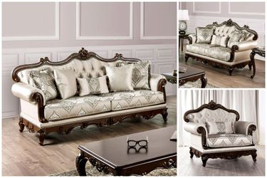 Traditional Sofa & Loveseat Set - Beige Color 