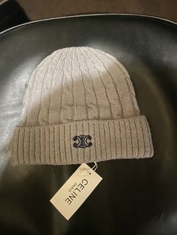 Grey Celine Cable Knit Cashmere Skull Cap