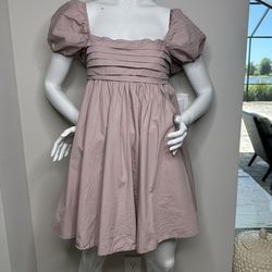 Light pink / dusty pink Romantic Mini Dress Cotton Women Size 6 / S