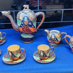Stunning Vintage Japanese Satsuma Moriage Tea Set 