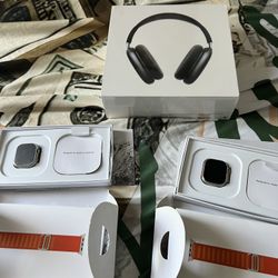 AIRPOD MAX WITH SMART CASE + 2 APPLE WATCH ULTRA 2 WITH WRIST BAND BUNDLE 