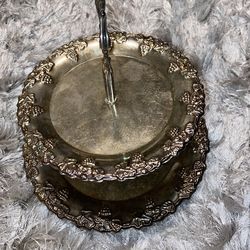 CREA design Milano beautiful Dish fruit holder Italian decore silver hand carved unique gorgeous untique collection grapes wine two plates