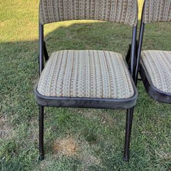 Set Of Two Meco Vintage Cushioned Folding Chairs