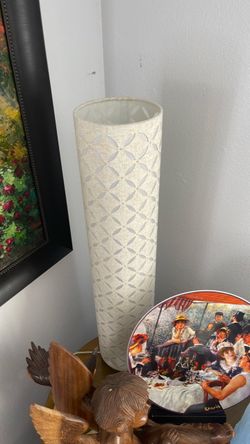Tall Cylinder Lamp Shade Cream Lattice Pattern
