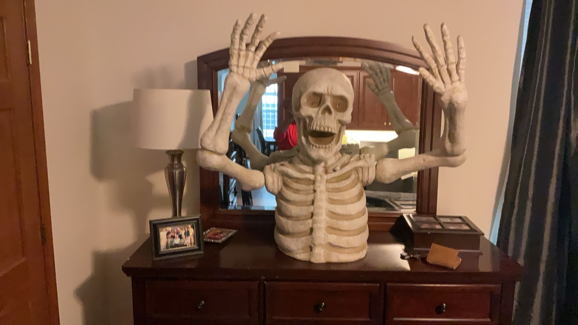 Skeleton Torso 32 Inches High From Torso To Top Of Head  Removable Arms Made Of Ceramic Like Material 3 Feet High Overall