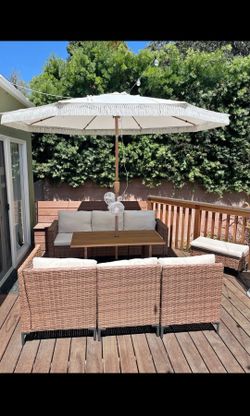 Wicker Outdoor Weatherproof Patio Furniture + Umbrella - Gently Used
