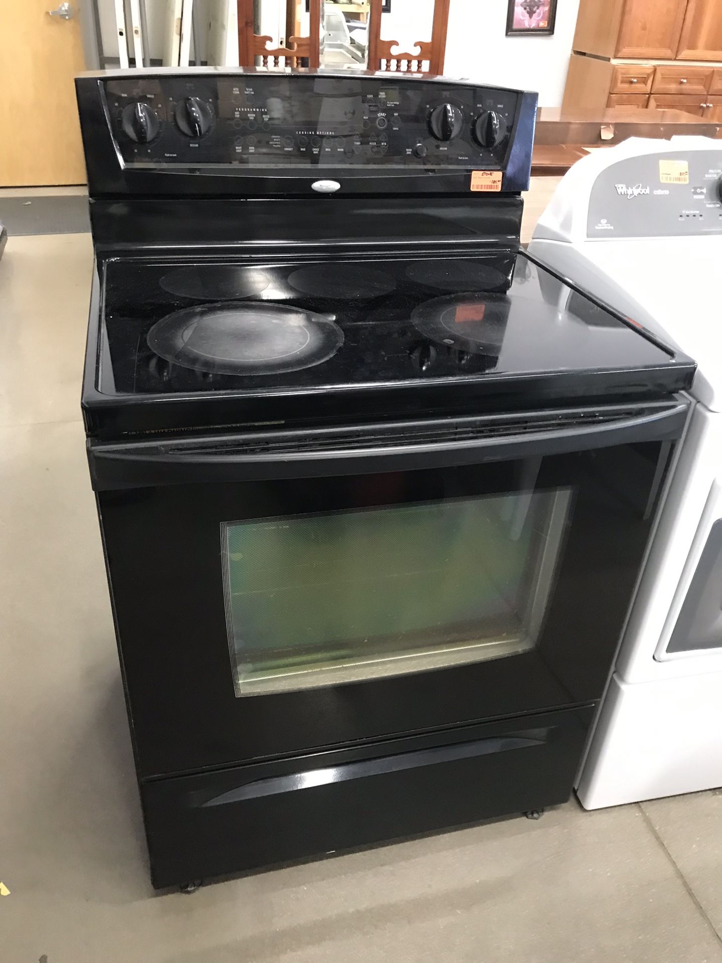 Whirlpool Black Glass Top Self Clean Convect Stove