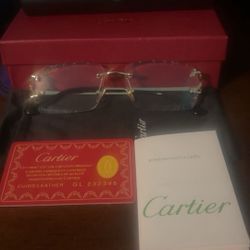 Brand New Luxury Cartier Rimless Gold Frame Glasses – Full Set 