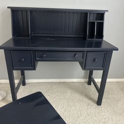 Kids Teen Navy Desk With Hutch And Chair  - Like Pottery Barn 