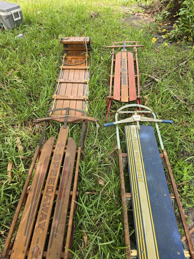 Vintage Sleds And Toboggan