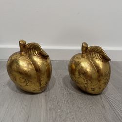 Set Of 2 Vintage Gold Gilded Brass Apricot Art Decor Collectable Gold Large 4”