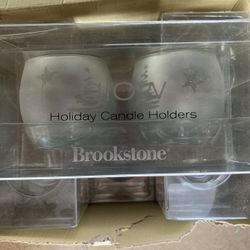 Six sets of Brookstone glow votive glass holders
