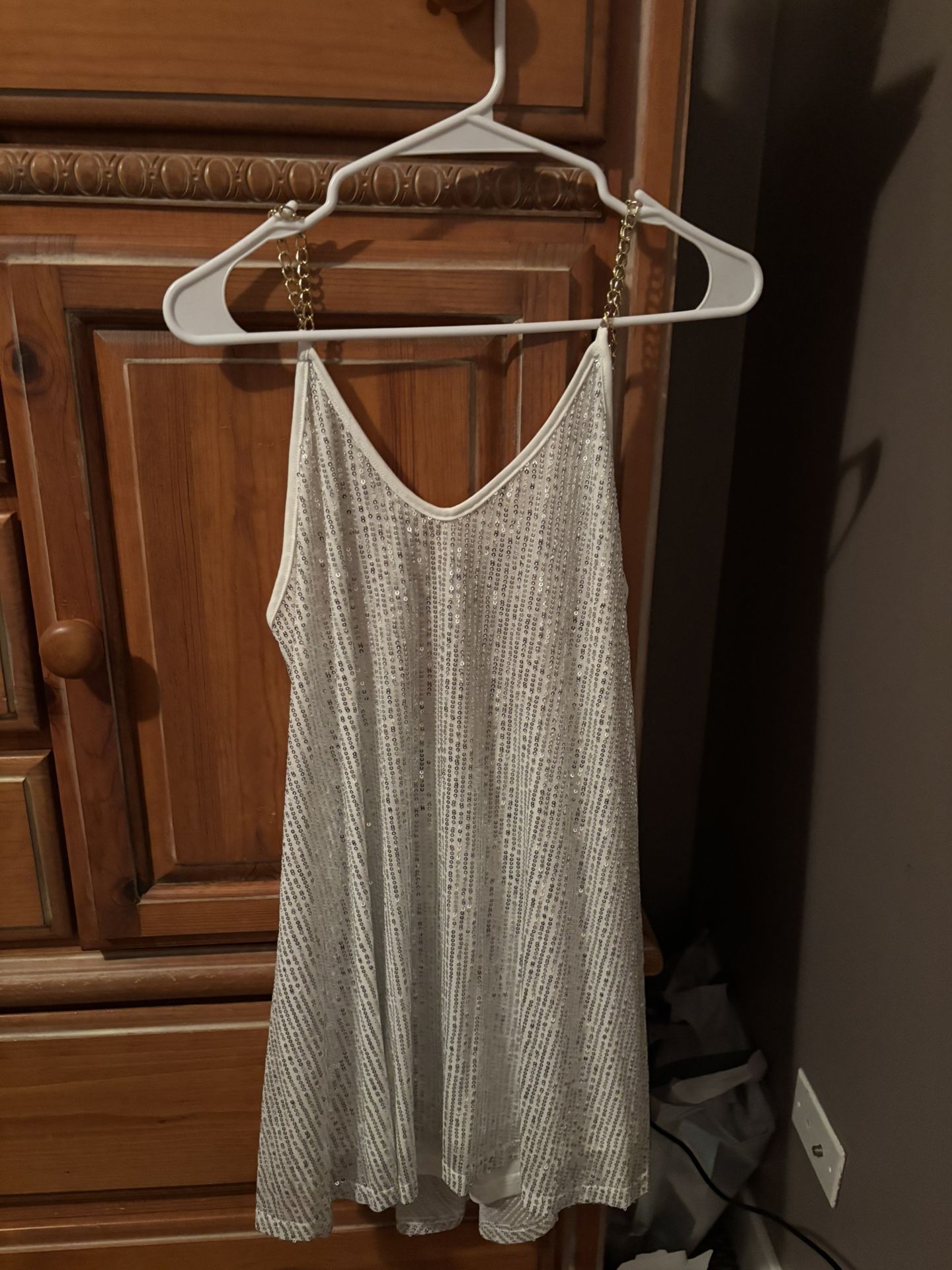 Sequin, V-Neck, Spaghetti Strap, Backless Mini Dress