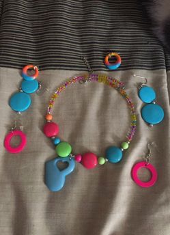 Necklace and three pair of pierced earrings