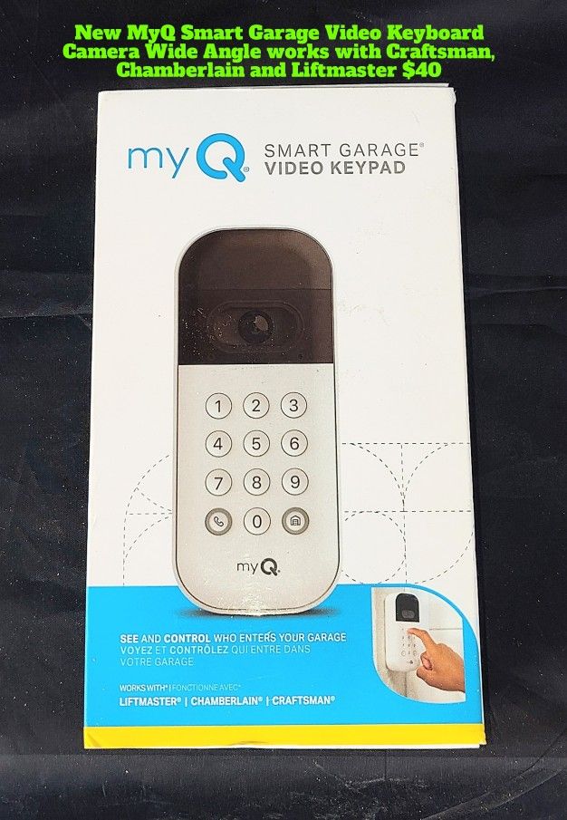 New MyQ Smart Garage Video Keypad Wide Angle Security Camera 