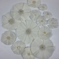 14 Cream Colored Tulle Flowers