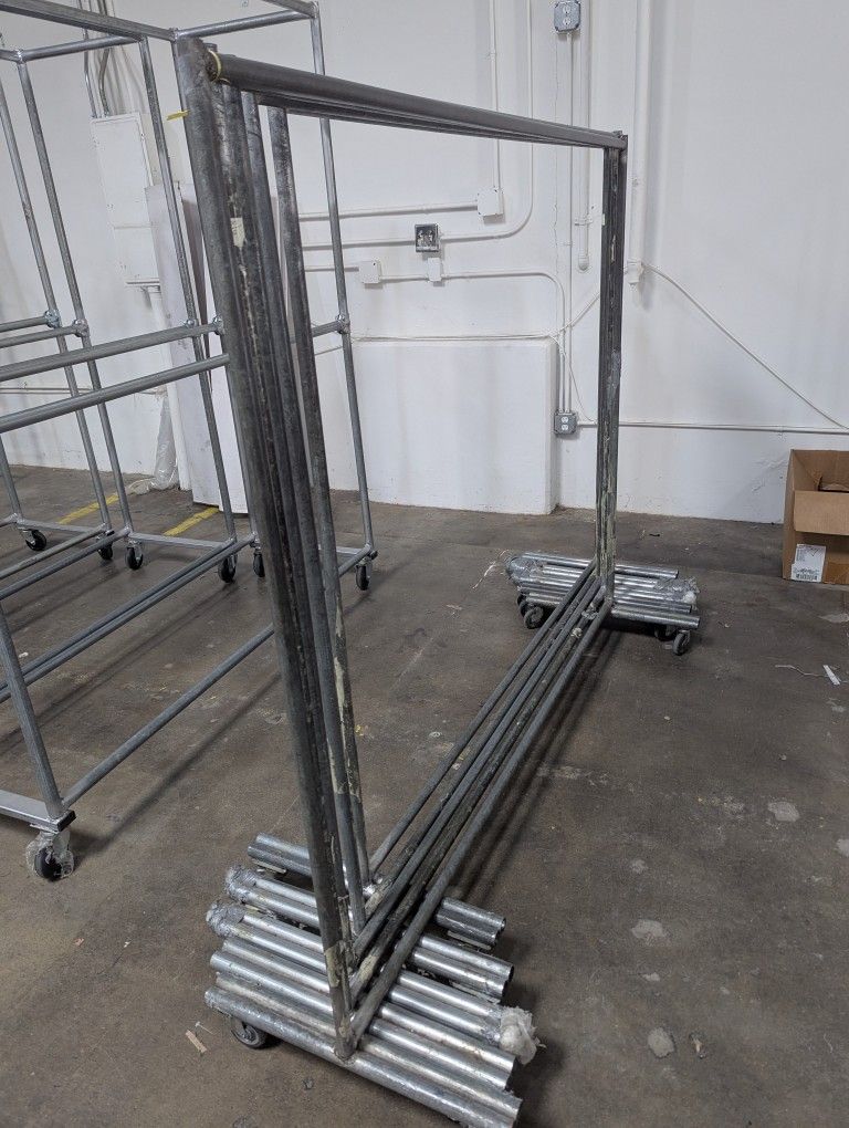 Galvanized steel Single Bar Garment Racks (5 Available)