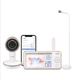 VTech VC1405 WiFi Over-the-Crib Smart Video Baby Monitor 5" HD Screen Sleep Analytics AI